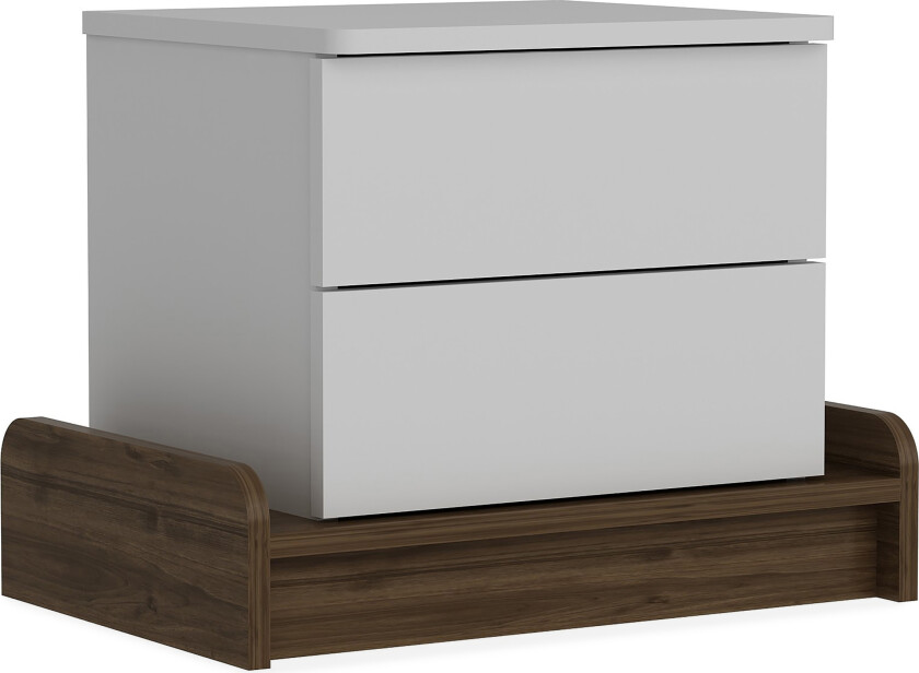 Bilde av Hejde Nattbord 60 cm med Oppbevaring 2 Skuffer - Hvit/Brun