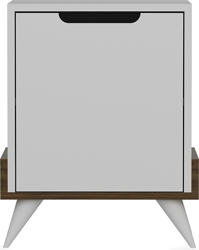 Hejde Nattbord 35 cm med Oppbevaring Skap - Hvit/Brun