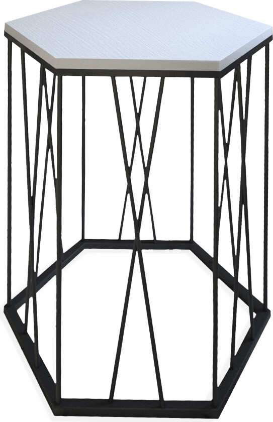 Falan Sidebord 40 cm Heksagon - Hvit/Svart