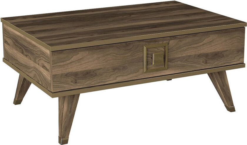 Mohed Sofabord 90 cm med Oppbevaringsskuff - Brun/Gul