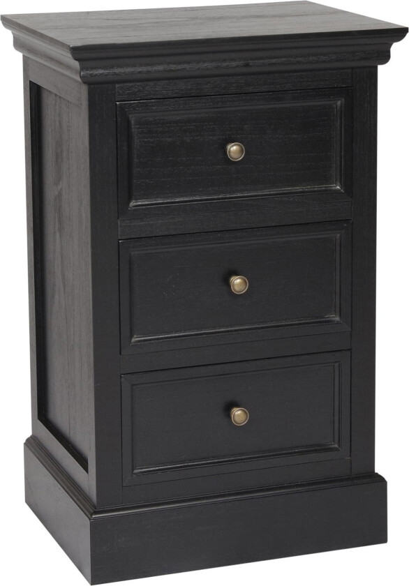 Cleana Nattbord 35 cm med Oppbevaring 3 Skuffer - Svart