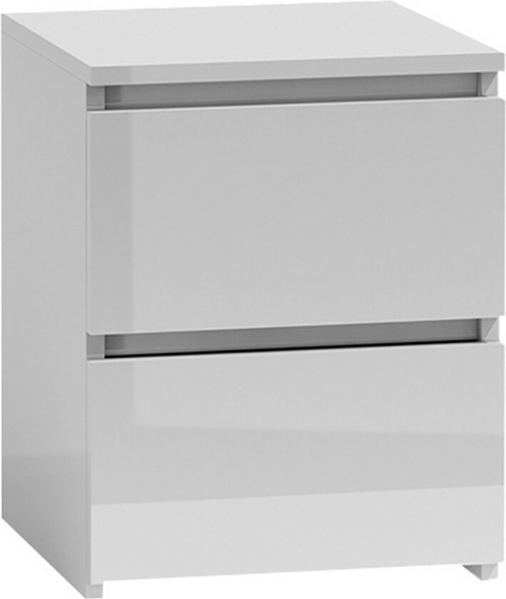 Basildon Nattbord 40 cm med Oppbevaring 2 Skuffer - Hvit