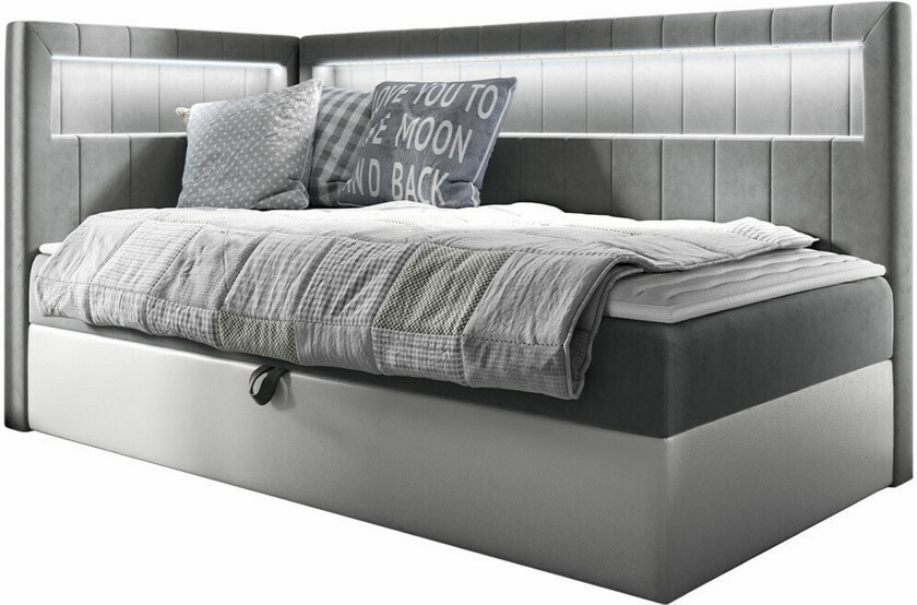 Boisdale Sengeramme 100x200 cm - Hvit/Grå