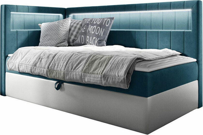 Boisdale Sengeramme 90x200 cm - Turkis/Hvit