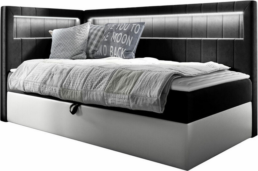 Boisdale Sengeramme 90x200 cm - Svart/Hvit