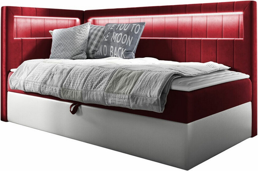 Boisdale Sengeramme 90x200 cm - Rød/Hvit