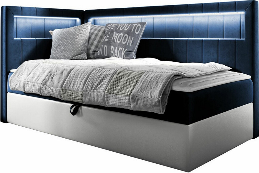 Boisdale Sengeramme 80x200 cm - Blå/Hvit