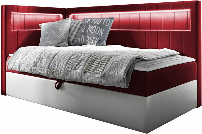 Boisdale Sengeramme 80x200 cm - Hvit/Rød