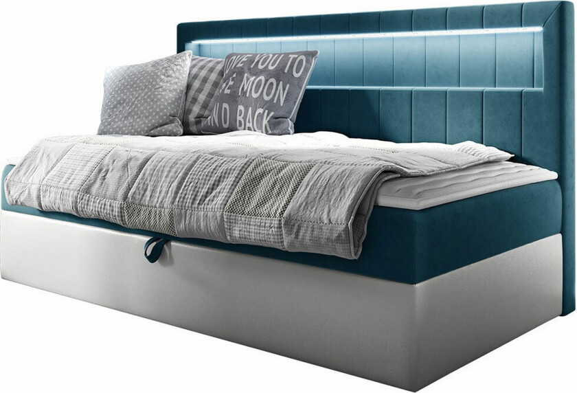 Boisdale Sengeramme 90x200 cm - Turkis/Hvit