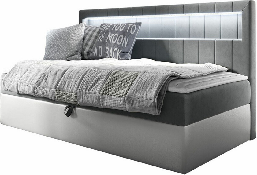 Boisdale Sengeramme 90x200 cm - Hvit/Grå