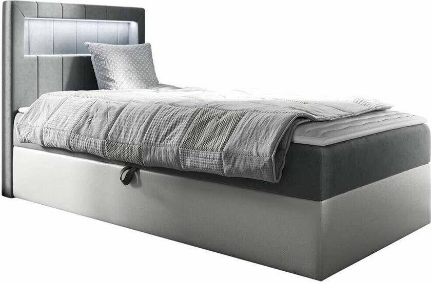 Boisdale Sengeramme 90x200 cm - Hvit/Grå