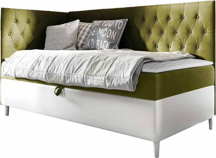 Boisdale Sengeramme 100x200 cm - Grønn/Hvit