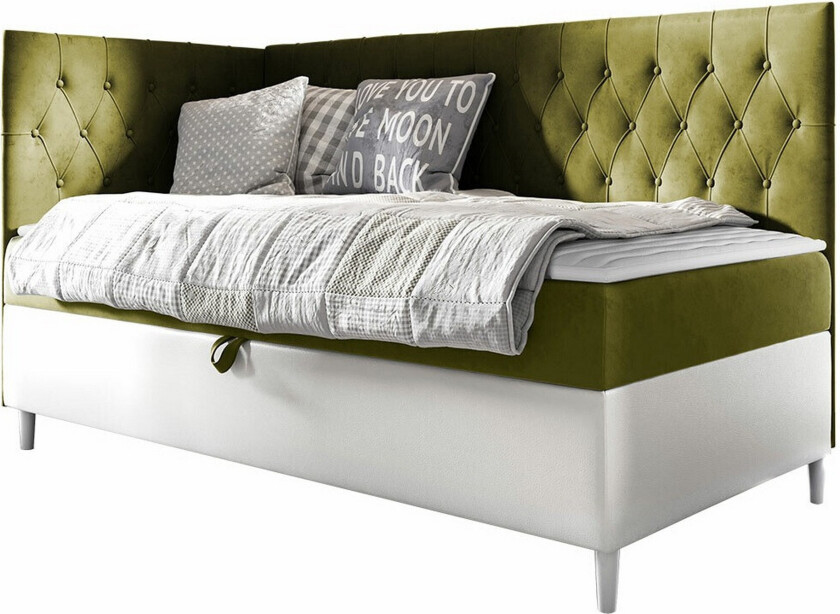 Boisdale Sengeramme 90x200 cm - Grønn/Hvit