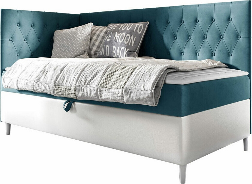 Boisdale Sengeramme 80x200 cm - Turkis/Hvit