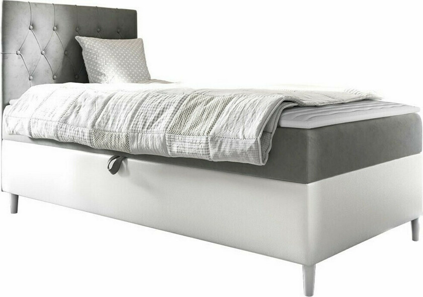 Boisdale Sengeramme 100x200 cm - Hvit/Grå