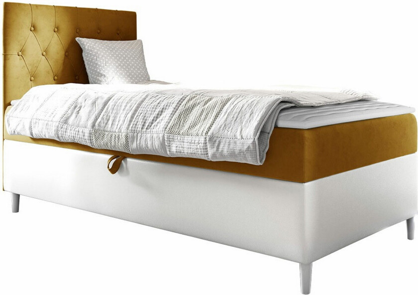 Boisdale Sengeramme 90x200 cm - Gul/Hvit