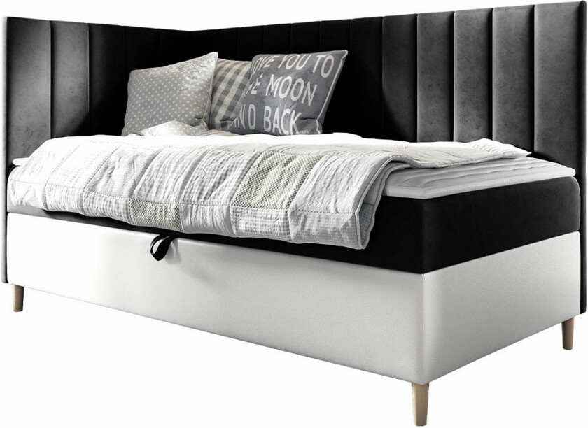 Boisdale Sengeramme 90x200 cm - Hvit/Grå/Mørkegrå/Svart