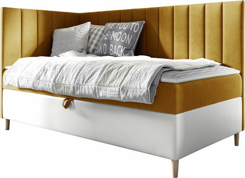 Boisdale Sengeramme 80x200 cm - Gul/Hvit