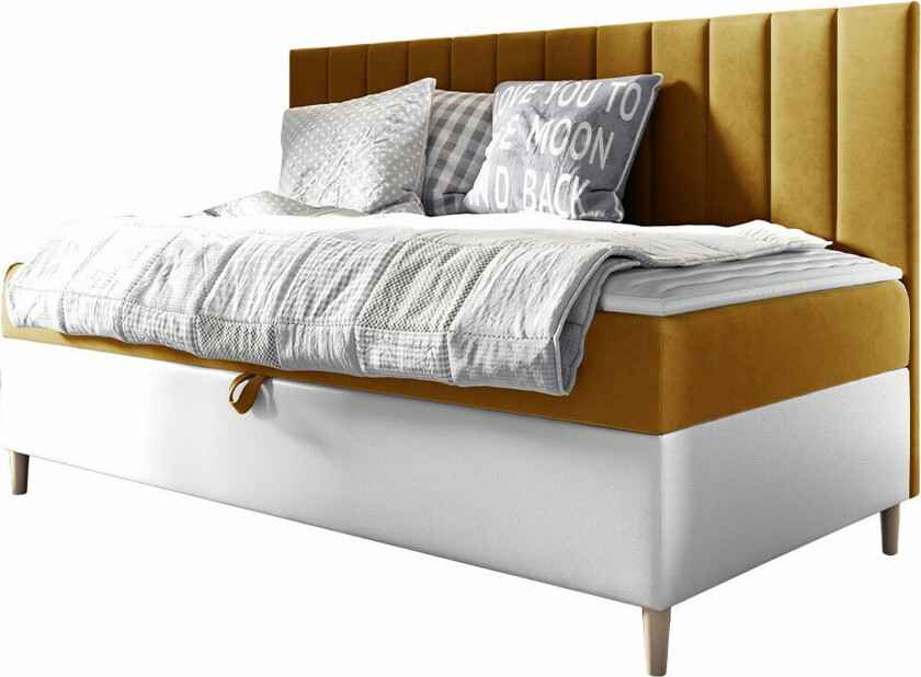 Boisdale Sengeramme 90x200 cm - Gul/Hvit