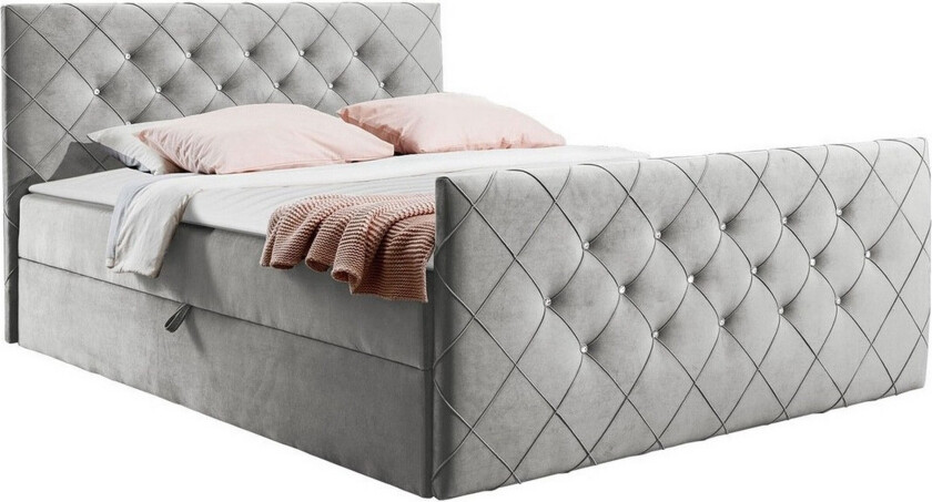 Hattie Sengeramme 200x200 cm - Lysegrå/Mørkegrå