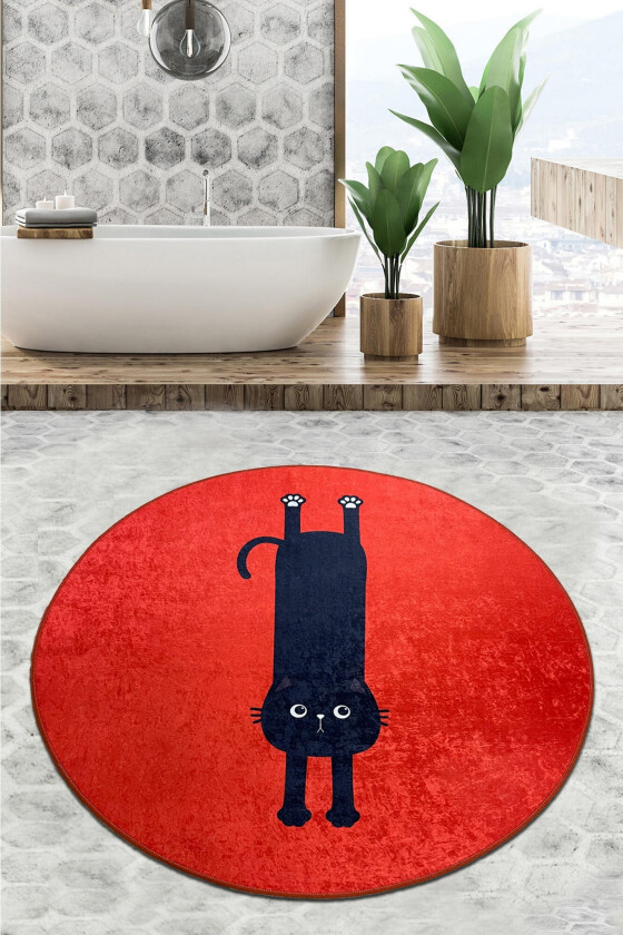 Parkesh Baderomsmatte 80 cm Rund - Flerfarget