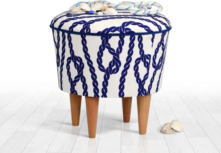 Pradera Sittepuff 42 cm - Blå/Hvit