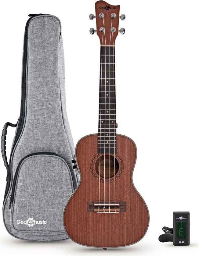 Gear4Music Sapele Concert Electro-Ukulele Pack fra Gear4music