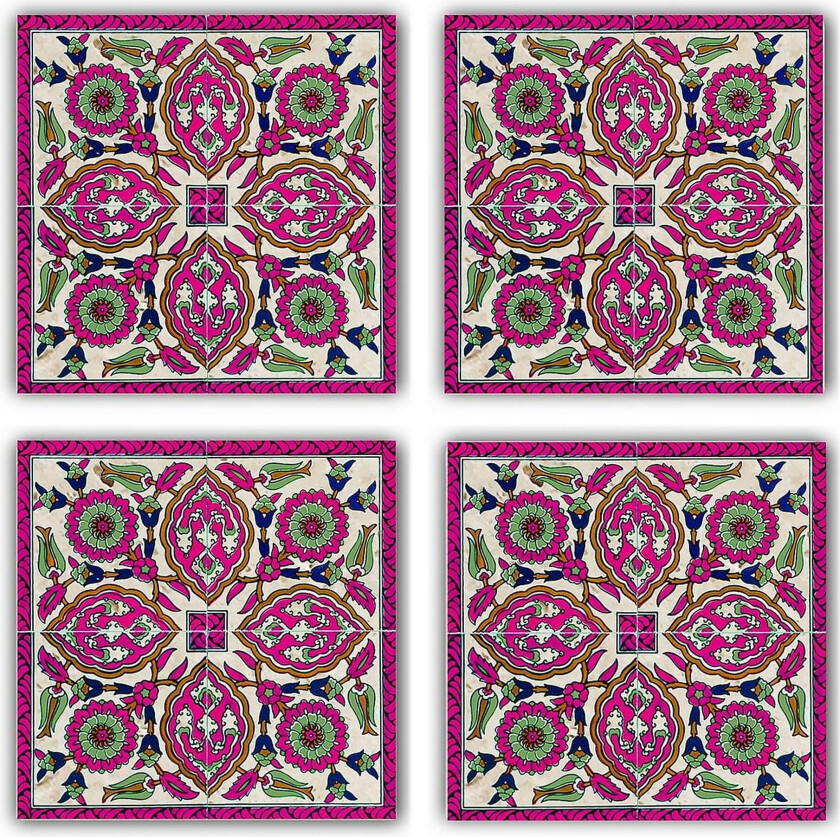 Glassunderlag 4-pk - Lilla/Grønn