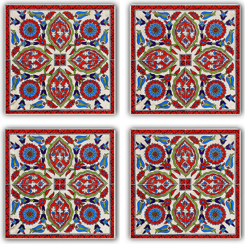 Glassunderlag 4-pk - Blå/Rød/Grønn