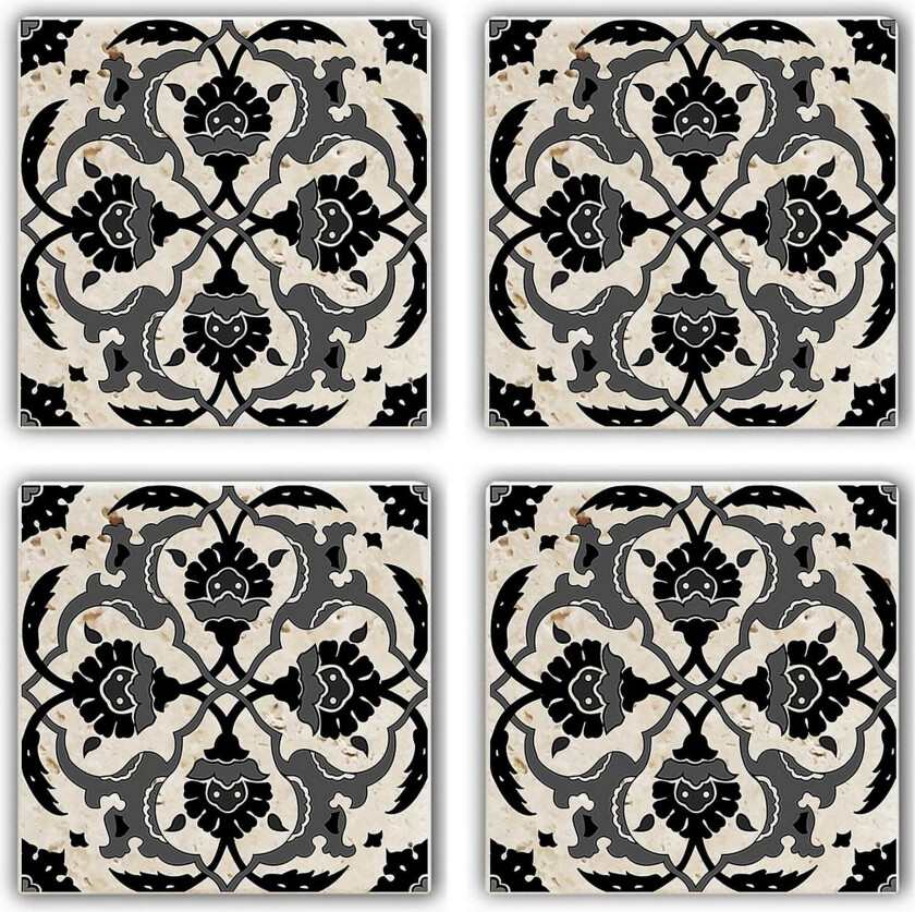 Glassunderlag 4-pk - Svart/Mørkegrå