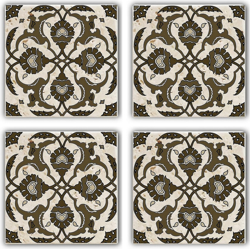 Glassunderlag 4-pk - Brun/Beige
