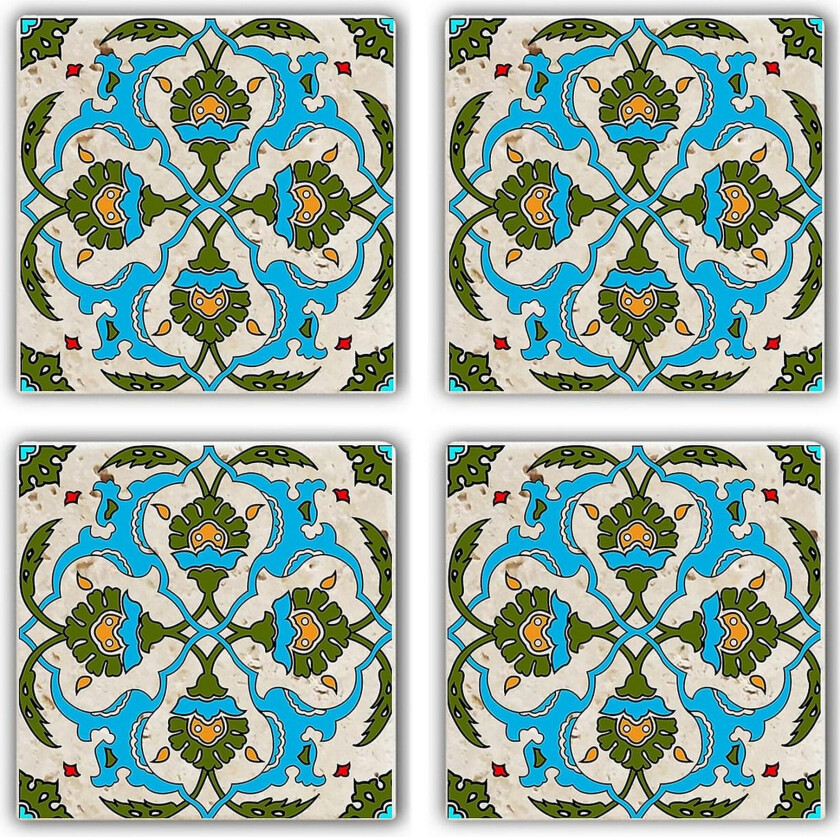 Glassunderlag 4-pk - Turkis/Grønn