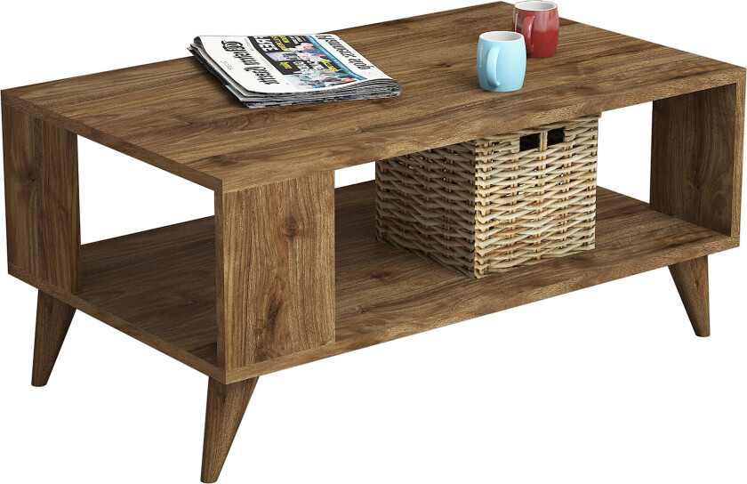 Palatka Sofabord 90 cm med Oppbevaringshylle - Mørkebrun