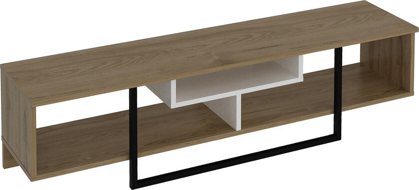 Naftali TV-benk 149 cm - Hvit/Svart/Eik