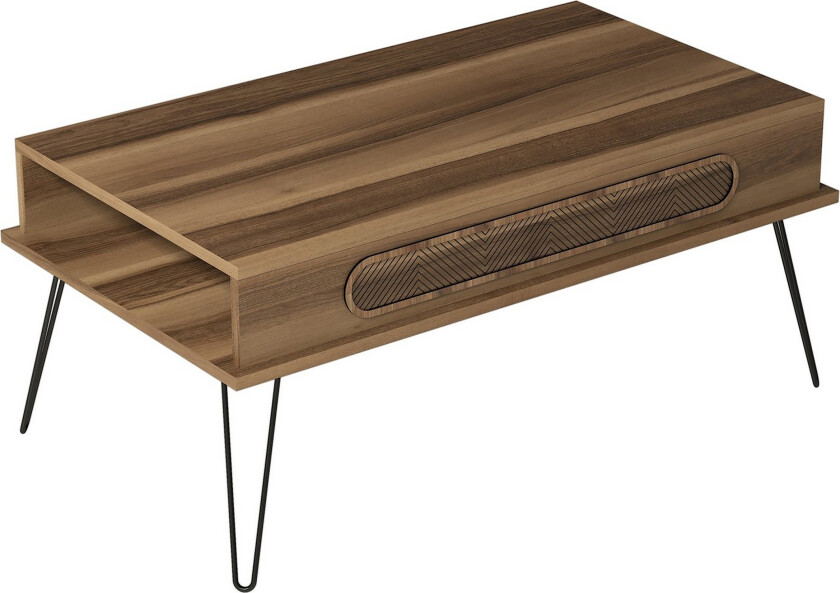 Hovdane Sofabord 105 cm med Oppbevaring Hylle Trekantmønster - Brun