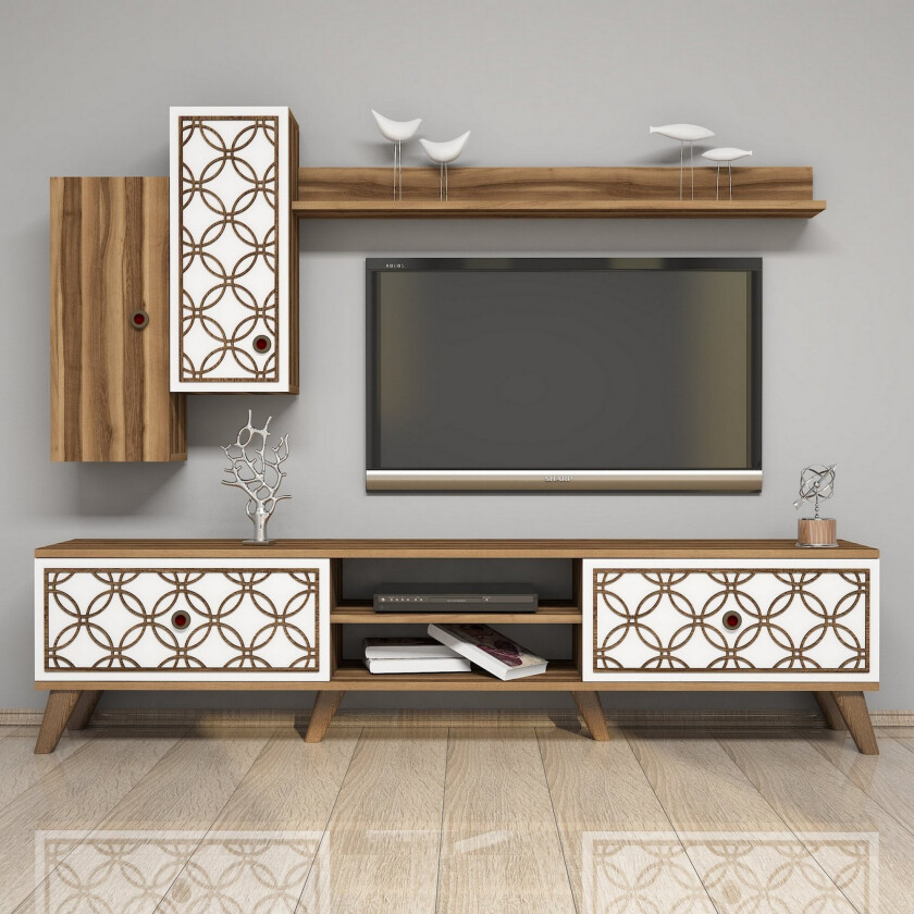 Hovdane TV-Benk 180 cm - Brun/Hvit