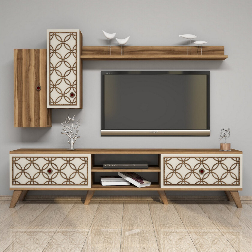 Hovdane TV-møbelsett 180 cm - Brun/Mønstret