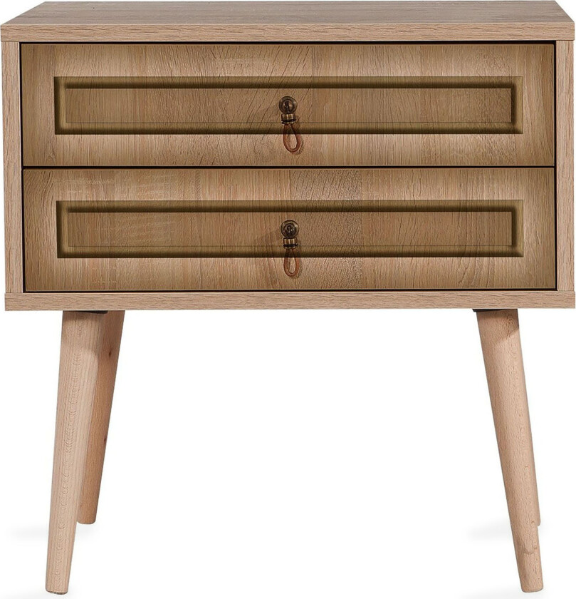 Vellavie Nattbord 60 cm med Oppbevaring 2 Skuffer Ramme - Brun