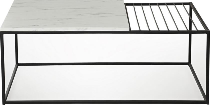 Falan Sofabord 95 cm Marmormønster Ribbor - Hvit/Svart