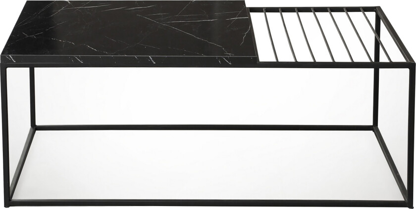 Falan Sofabord 95 cm Marmormønster Ribbor - Svart