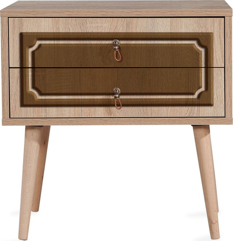 Brokind Nattbord 60 cm med Oppbevaring 2 Skuffer DEikor - Natur/Brun