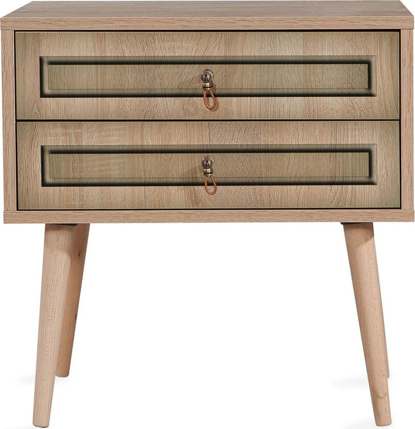 Brokind Nattbord 60 cm med Oppbevaring 2 Skuffer - Natur/Brun