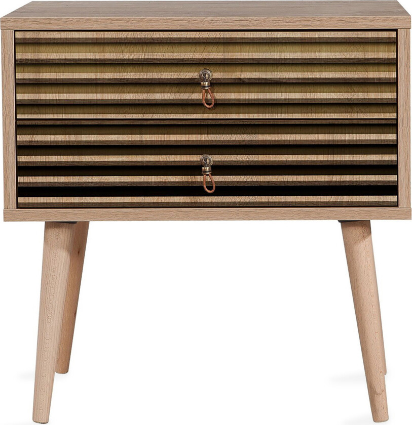 Brokind Nattbord 60 cm med Oppbevaring 2 Skuffer Striper - Natur