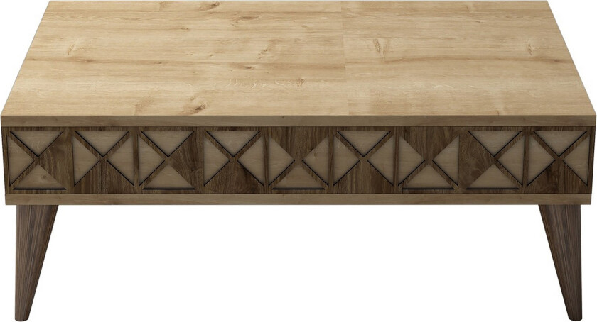 Muennink Sofabord 90 cm med Oppbevaringshylle - Eikefarge