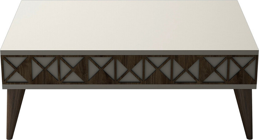 Muennink Sofabord 90 cm med Oppbevaringshylle - Kremhvit/Brun