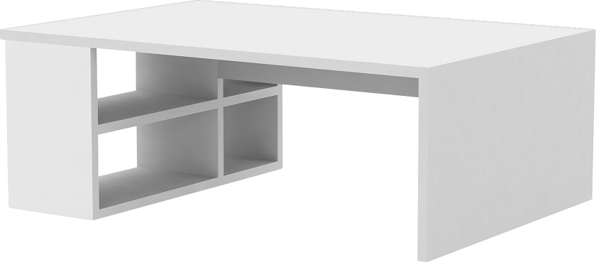 Elegancia Sofabord 90 cm med Oppbevaringshyller - Hvit