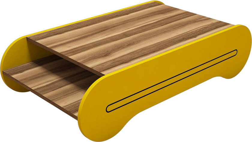 Hovdane Sofabord 120 cm med Oppbevaringshylle - Brun/Gul