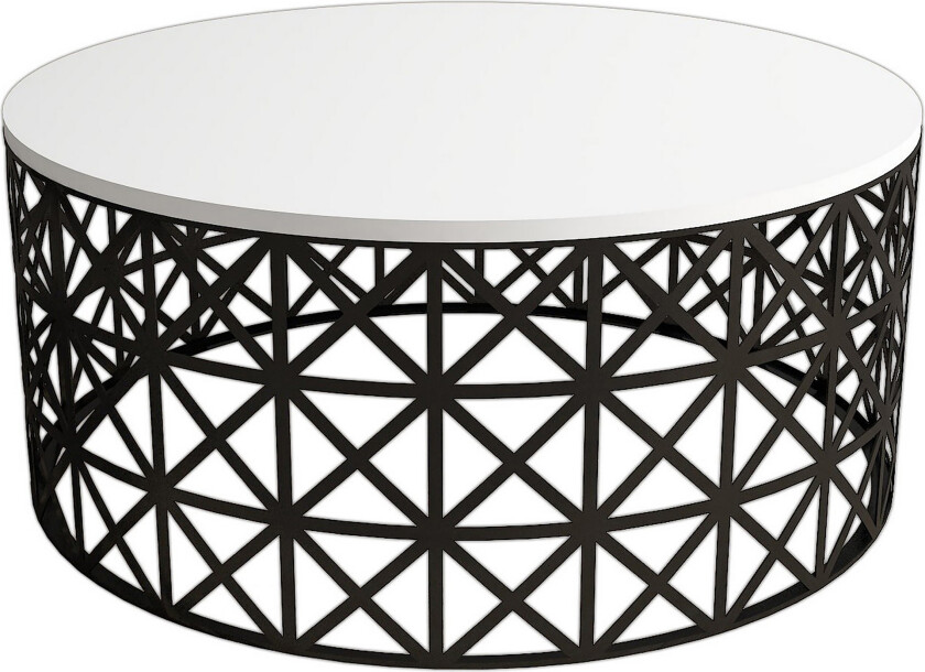 Hovdane Sofabord 90 cm Rundt - Hvit/Svart