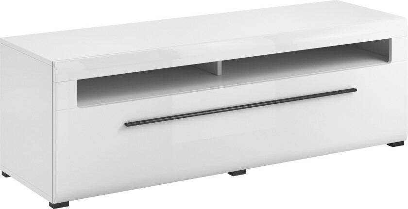 Maricruz TV-benk 140 cm - Hvit/Hvit høyglans