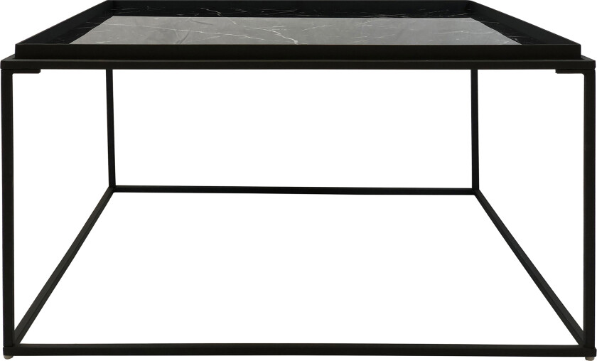 Burwick Sofabord 80 cm Marmormønster Kvadratisk - Svart